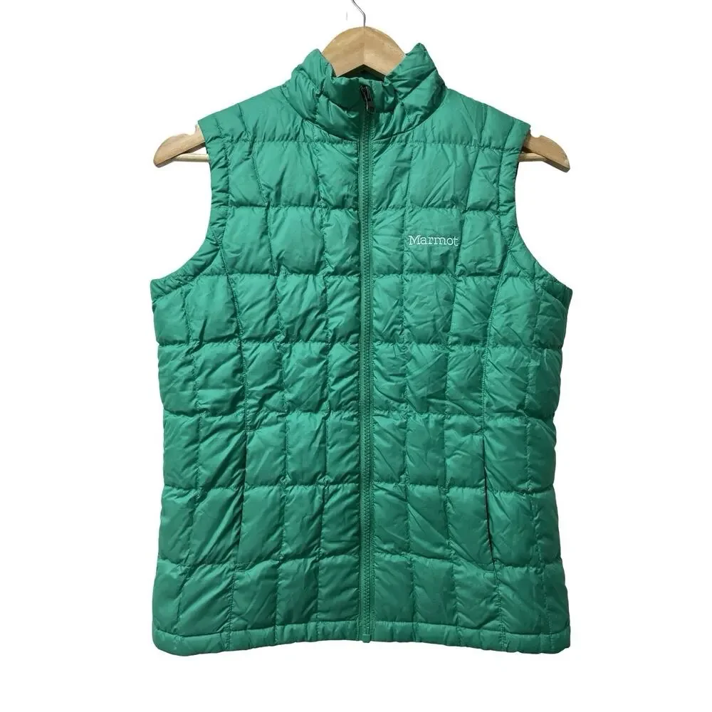 Marmot Girls 550 Fill Down Quilted Sol Puffer Vest Size L Green Outdoor Packable